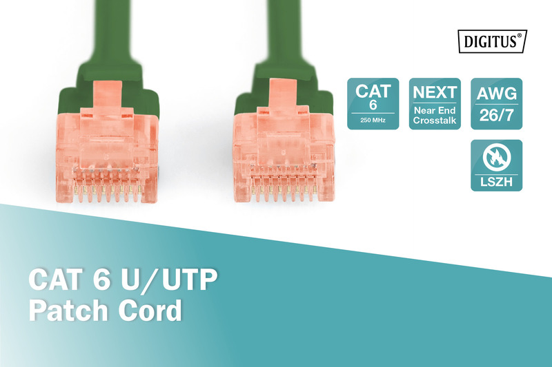 Патч-корд DIGITUS CAT 6 UTP 10м, AWG 26/7, Cu, LSZH, Green (DK-1617-100/G)