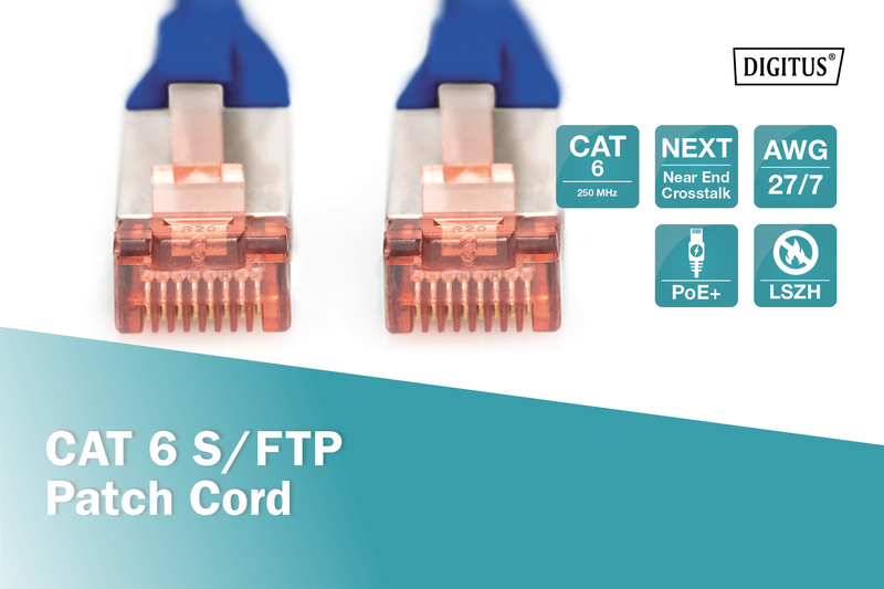 Патч-корд DIGITUS CAT 6 S-FTP, 10м, AWG 27/7, LSZH, Blue (DK-1644-100/B)