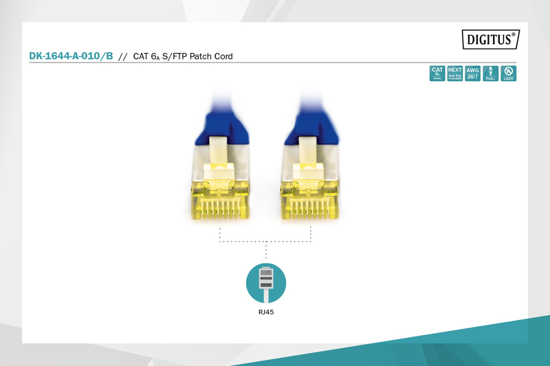 Патч-корд DIGITUS CAT 6a S-FTP, 1м, AWG 26/7 Blue (DK-1644-A-010/B)