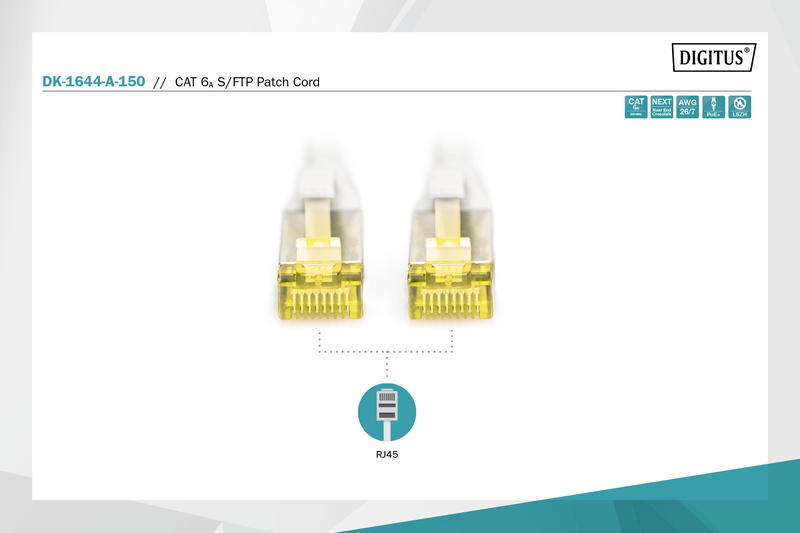 Патч-корд DIGITUS CAT 6a S-FTP, 15м, AWG 26/7 Grey (DK-1644-A-150)