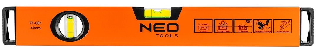 Рівень Neo Tools, 40см, 2 капсули, алюмінієвий, фрезерований