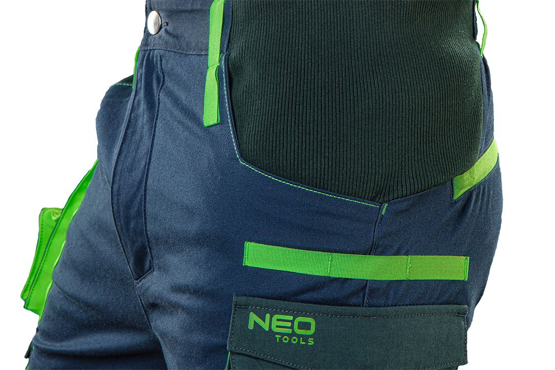 Штани робочі Neo Tools Premium, посилення тканиною Cordura, відсік для наколінників, L(52), синій