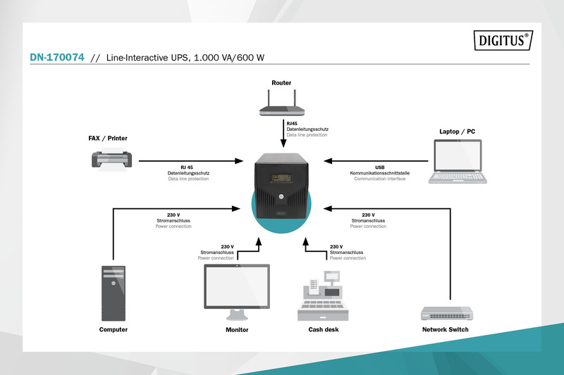 ИБП Digitus line-interactive 1000va/600w (DN-170074)