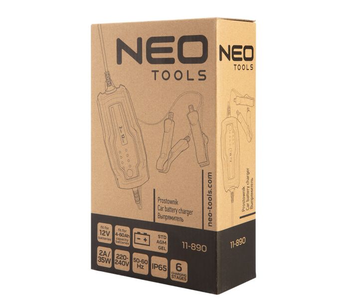 Зарядний пристрій Neo Tools, 2А/35Вт, 4-60А•год, для STD/AGM/GEL акумуляторів