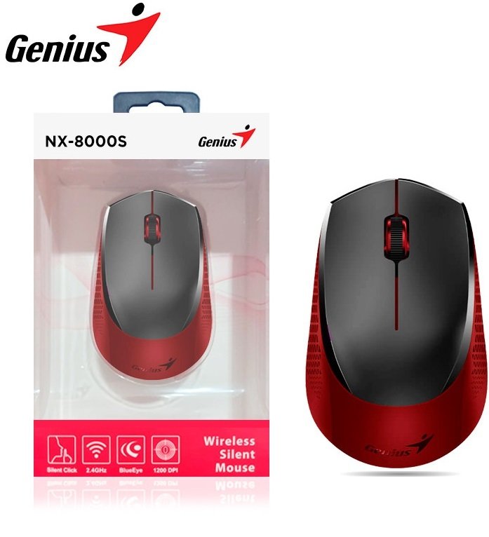 Миша Genius NX-8000S, Silent, WL, червоний