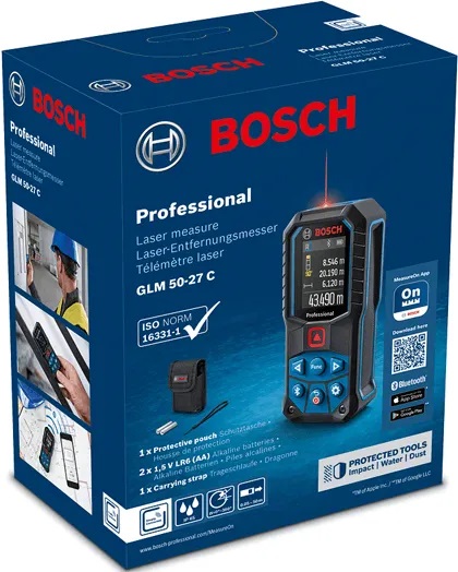 Далекомір лазерний Bosch GLM 50-27 C, 0.05-50м, ±1.5мм, IP65, 0.2кг