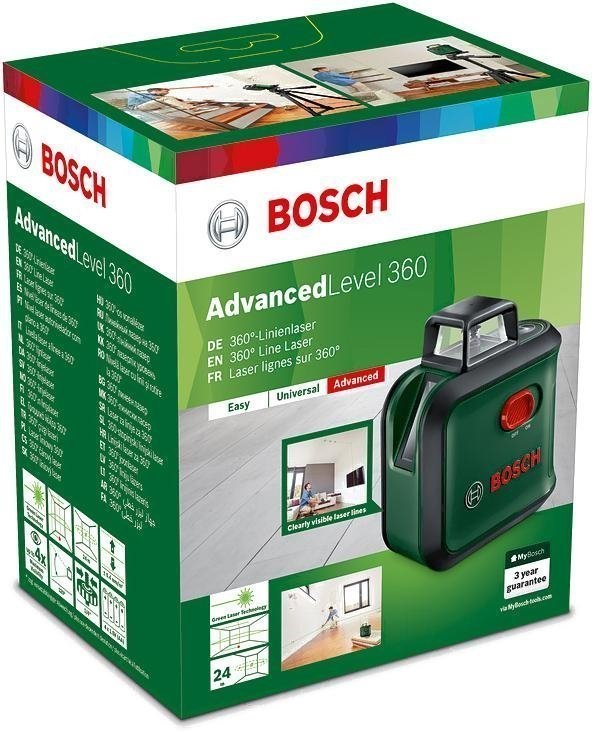 Нивелир лазерный BoschAdvancedLevel 360 Basic, 24м, зеленый луч, склон