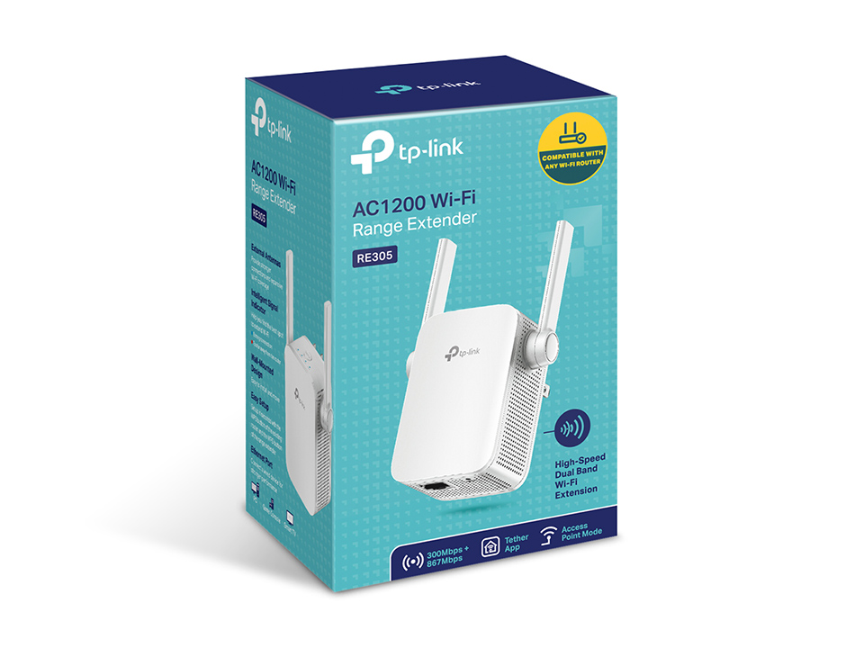 Розширювач покриття WiFi TP-LINK RE305 AC1200, 1хFE LAN, MESH