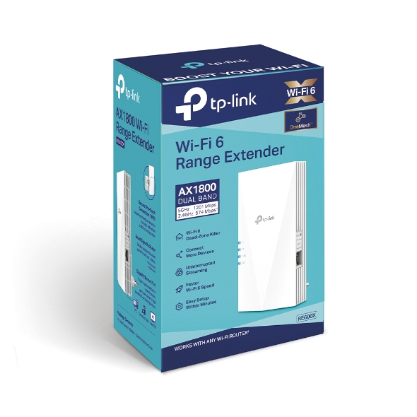 Розширювач покриття WiFi TP-LINK RE600X AX1800, 1хGE, MESH