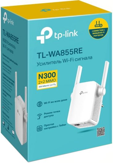 Розширювач покриття WiFi TP-LINK TL-WA855RE N300, 1хFE LAN