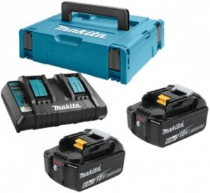 Набір акумуляторів + зарядний пристрій Makita LXT BL1860 x 2шт (18В, 6Аг) + DC18RD, кейс Makpac3