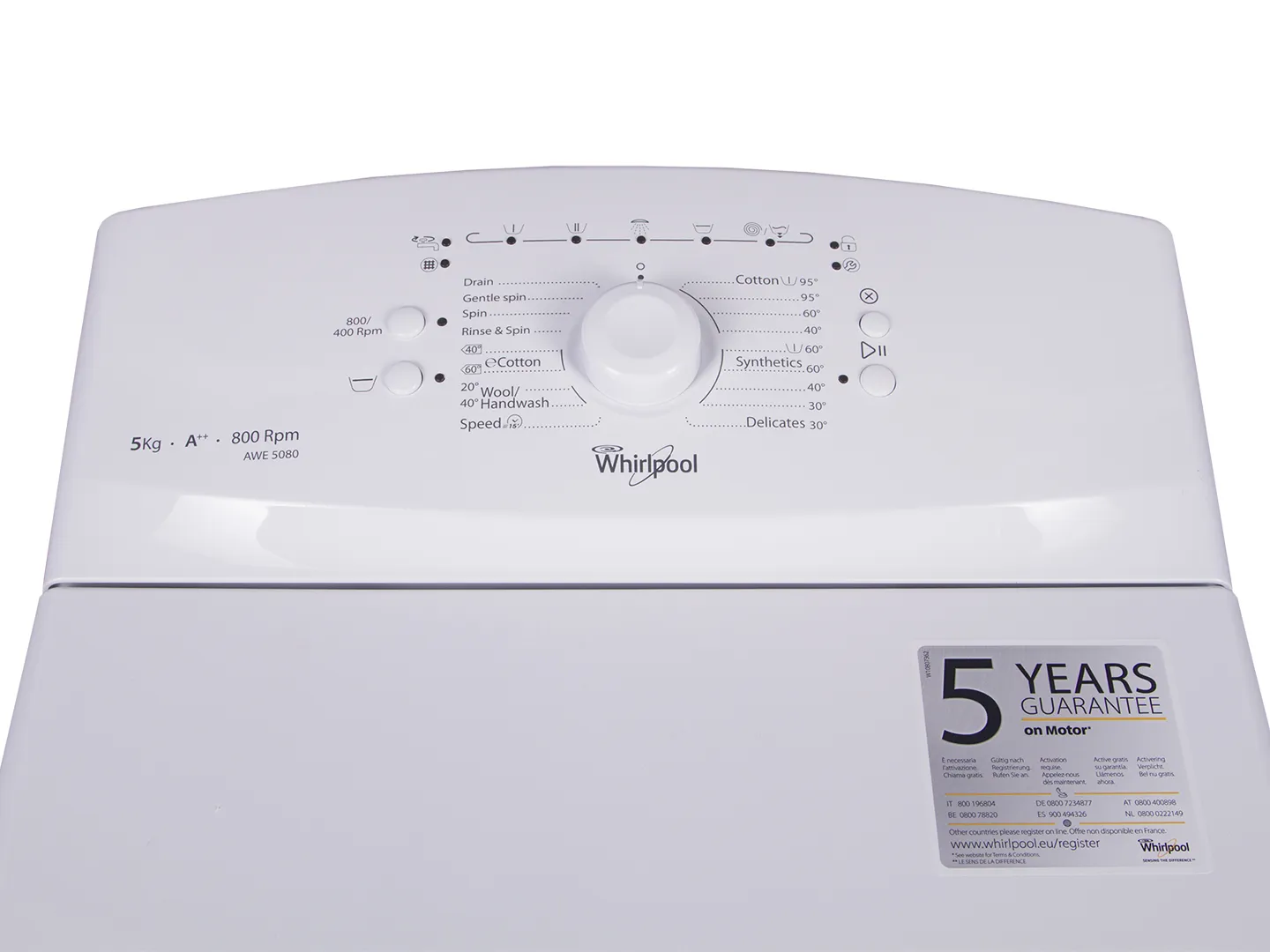 Вертикальна пральна машина Whirlpool AWE5080