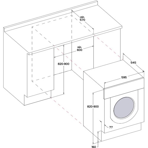 Прально-сушильна машина Whirlpool вбудована фронтальна, 7(5)кг, 1400, A+++, 60см, дисплей, пара, інвертор, білий