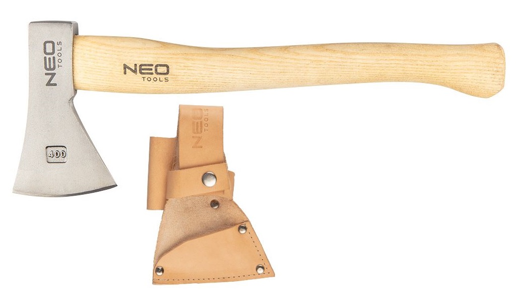 Топор универсальный Neo Tools Bushcraft рукоятка ясень 34.5см 400г кожаный чехол