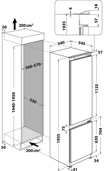 Встроенный холодильник Whirlpool ART9814/A+SF