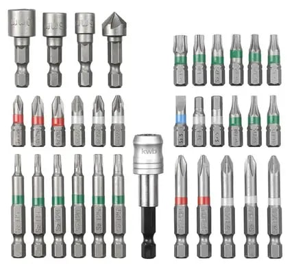 Біти Einhell KWB, набір 34шт, 1/4", бітотримач, торцеві головки 3шт, зенківка, SL,PH,PZ,H,T, кейс