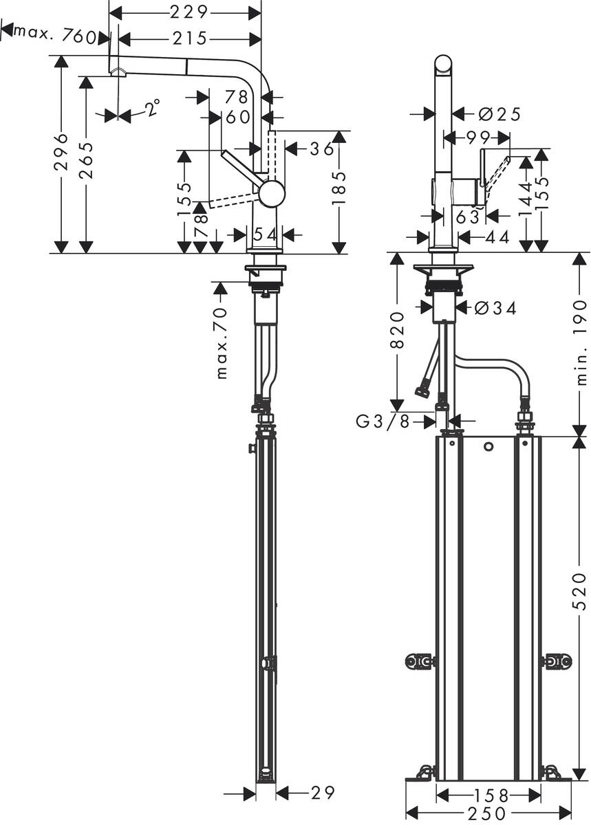 Змішувач Hansgrohe Talis M54 для кухонної мийки, 270мм, 1-струменевий, поворотний, хром (72809000)