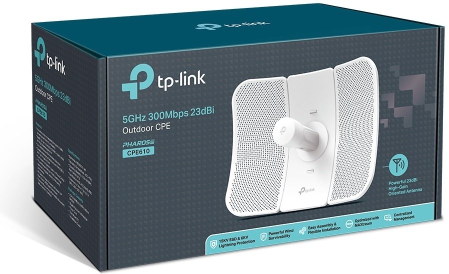 Точка доступу TP-LINK CPE610 N300 5ГГц 1xFE LAN, 23 дБі зовн. passive PoE