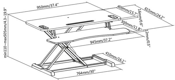 Підставка DIGITUS Ergonomic Workspace Riser DA-90380-1 Вlack (DA-90380-1)