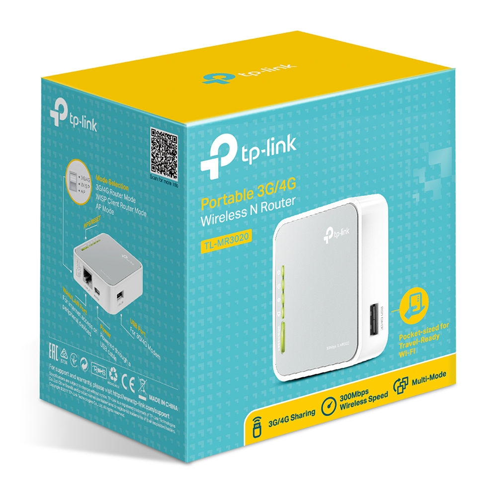 Мобільний роутер TP-Link TL-MR3020 150Mbps, 1x LAN / WAN, 1xUSB2.0