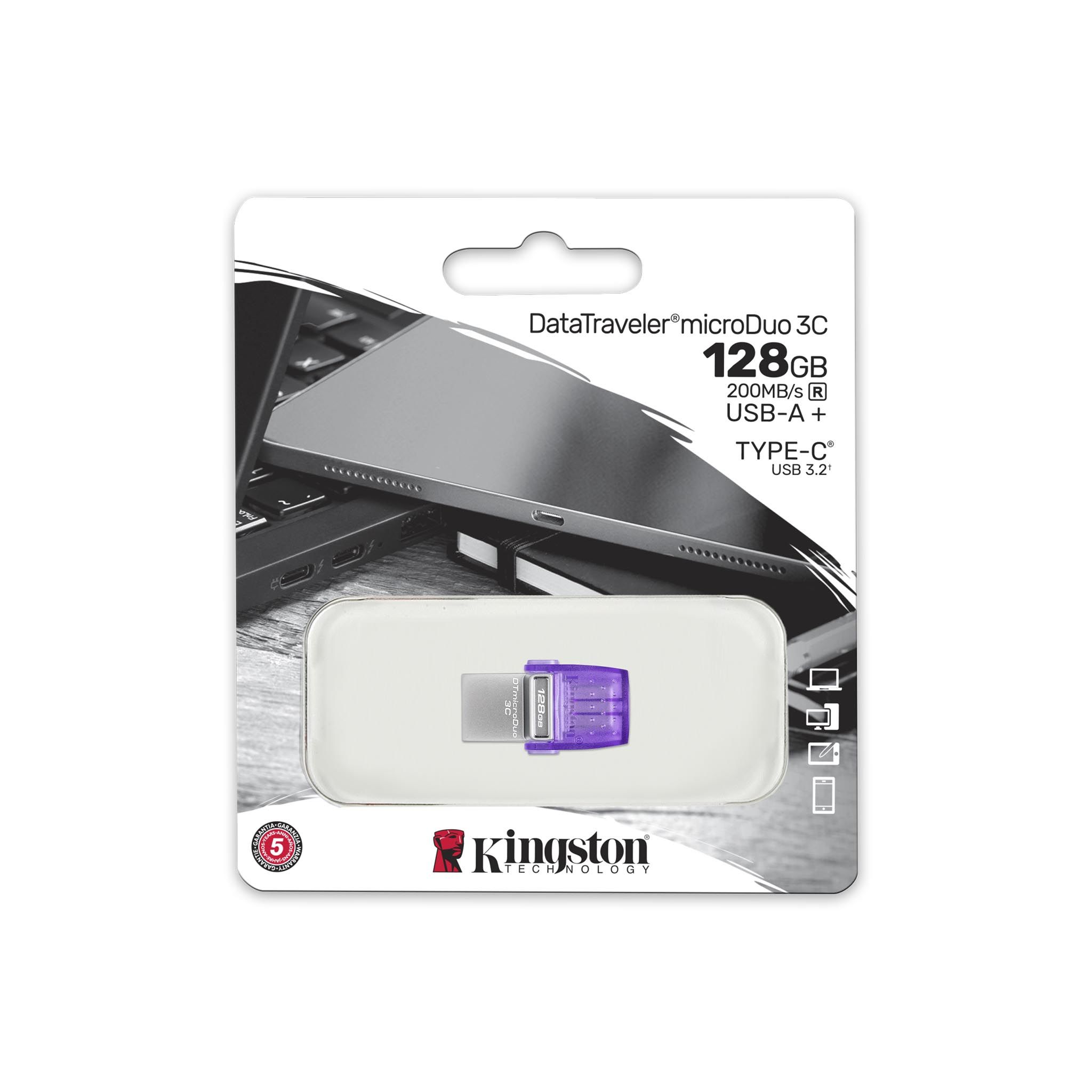 Накопичувач USB 3.2 Kingston 128GB Gen1 + Type-C DT microDuo 3C R200MB/s (DTDUO3CG3/128GB)