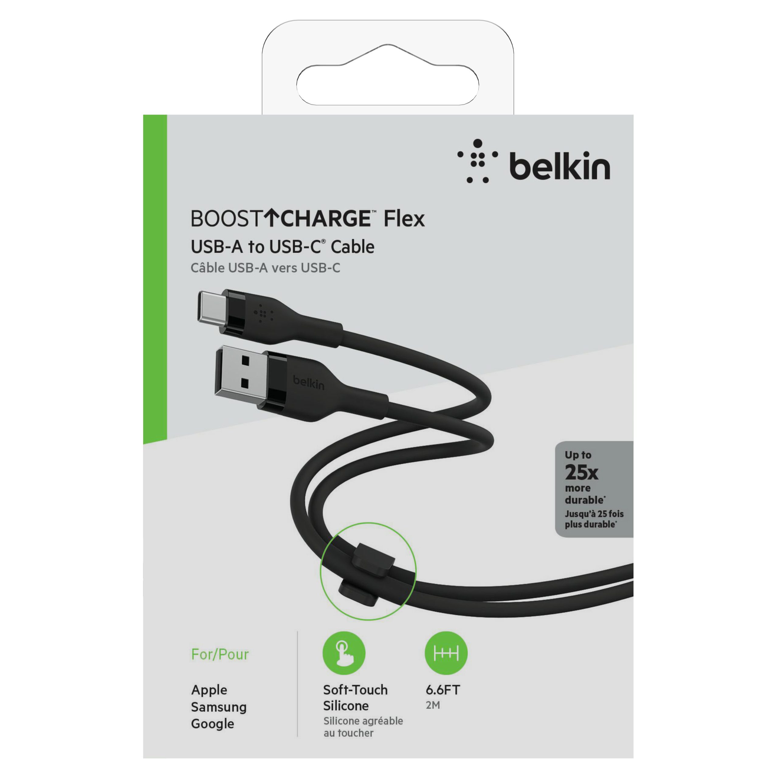 Кабель Belkin USB-A – Type-C silicone 2m Black (CAB008BT2MBK)