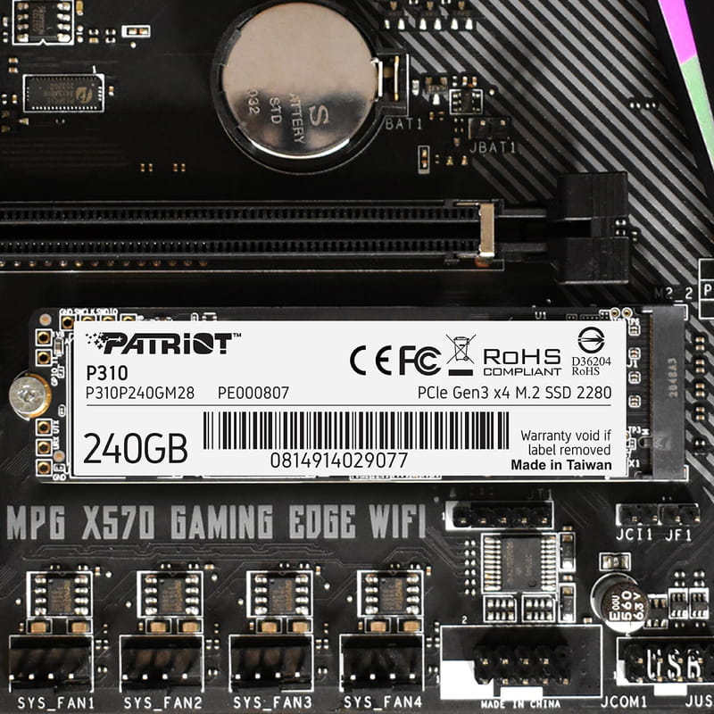 SSD накопичувач PATRIOT PCIe 3.0 M.2 240GB P310 (P310P240GM28)