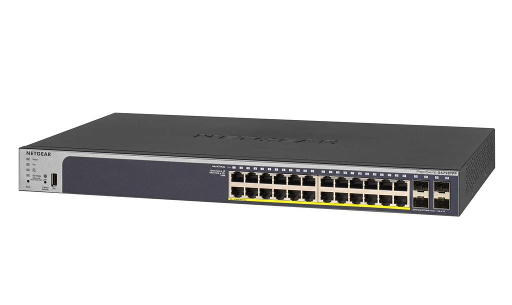 Коммутатор NETGEAR GS728TPPv2 24x1GE PoE+(380Вт), 4xSFP, управляемый (GS728TPP-200EUS)