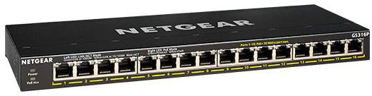 Коммутатор NETGEAR GS316P 16xGE PoE+ (115Вт), FlexPoE, неуправляемый