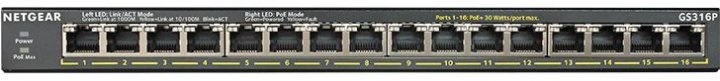 Коммутатор NETGEAR GS316P 16xGE PoE+ (115Вт), FlexPoE, неуправляемый