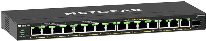 Комутатор NETGEAR GS316EPP 15x1GE PoE+(231Вт), 1xSFP, керований