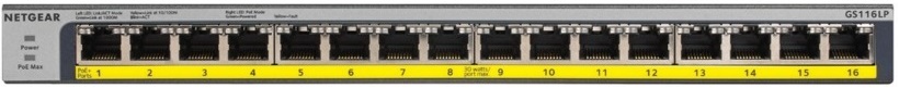 Коммутатор NETGEAR GS116LP PoE+(76Вт), FlexPoE, неуправляемый