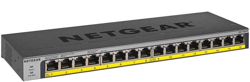 Комутатор NETGEAR GS116LP PoE+(76Вт), FlexPoE, некерований