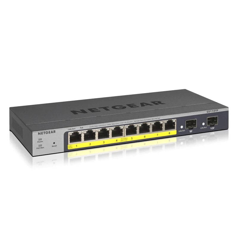 Коммутатор NETGEAR GS110TP 8xGE PoE+, 2xGE SFP, управляемый L2