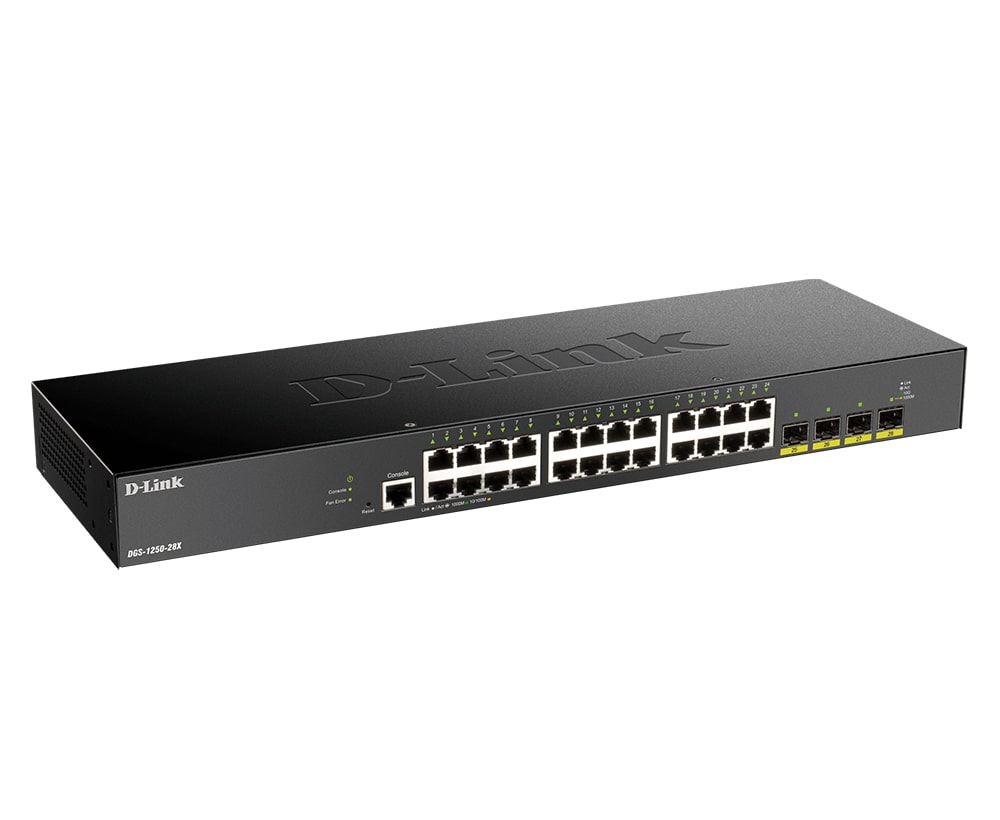 Комутатор D-Link DGS-1250-28X 24x1G 4xSFP+ Smart