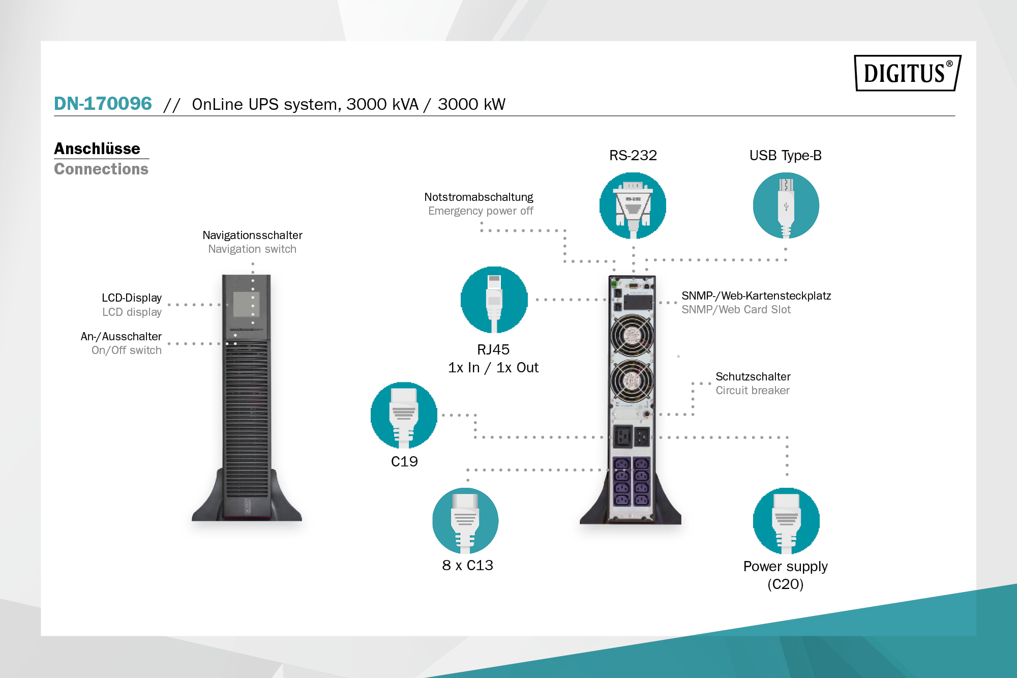 ДБЖ Digitus online 3000va/3000w (DN-170096)