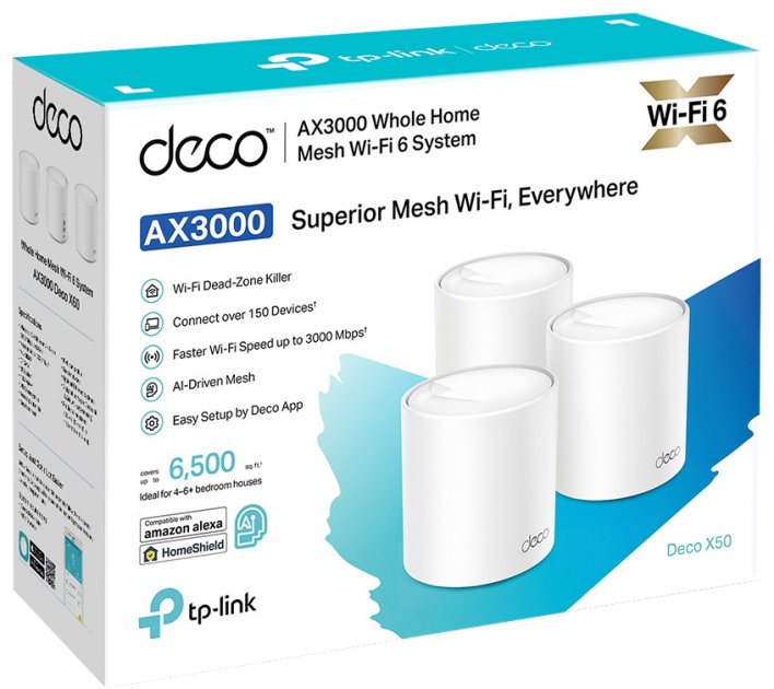 Маршрутизатор TP-LINK DECO X50 3PK AX3000 3xGE LANWAN MU-MIMO OFDMA (DECO-X50-3-PACK)