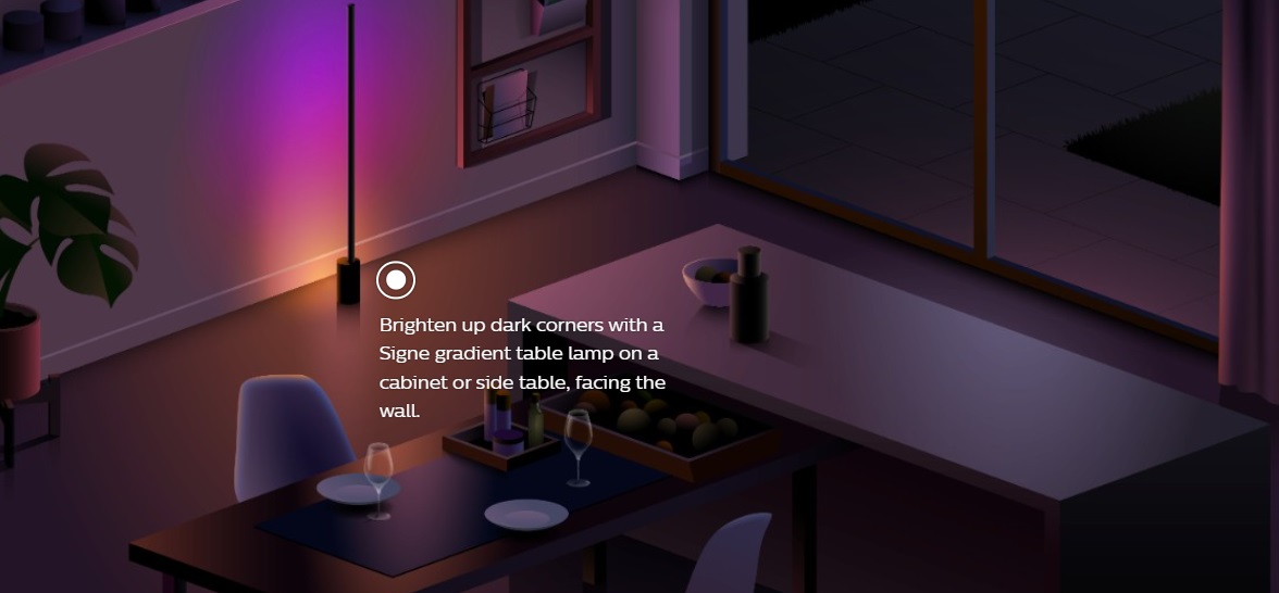 Настільний світильник розумний Philips Hue Signe, 2000K-6500K, RGB, Gradient, ZigBee, димування, 55см, чорний