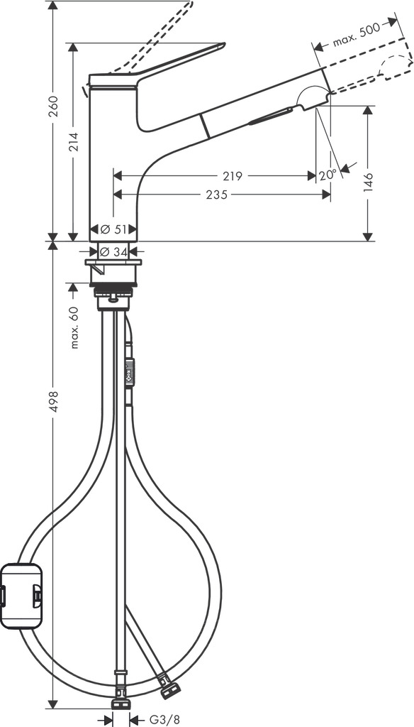 Смеситель для кухни Hansgrohe Zesis M33 KM150 матовый черный (74800670)