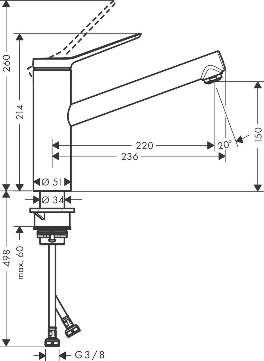 Змішувач для кухні Hansgrohe Zesis M33 KM150 хром (74802000)