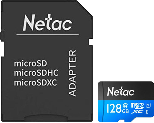 Карта пам'яті Netac microSD 128GB C10 UHS-I R80MB/s + SD