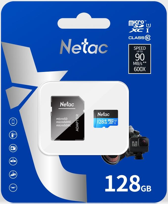 Карта пам'яті Netac microSD 128GB C10 UHS-I R80MB/s + SD