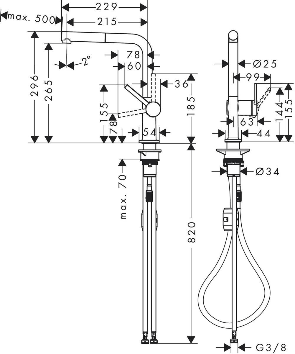 Смеситель для кухни Hansgrohe Talis M54 KM270 черный матовый (72808670)