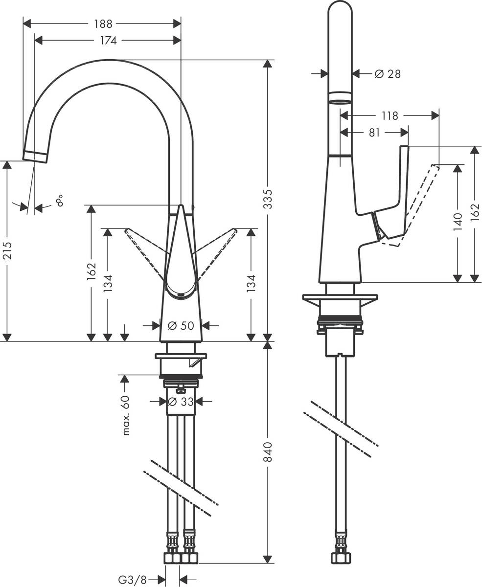 Смеситель для кухни Hansgrohe Talis S KM220 хром (72814000)