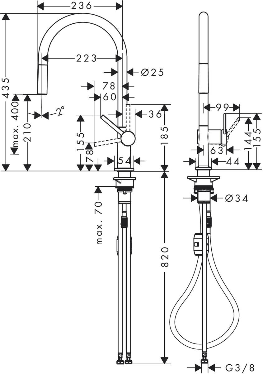 Змішувач для кухні Hansgrohe Talis M54, KM210, хром (72802000)