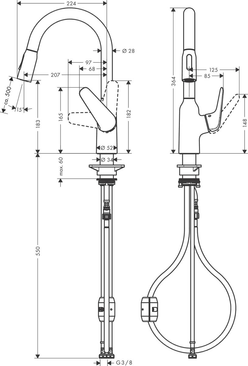 Смеситель для кухни Hansgrohe Focus M42, KM180, хром (71801000)