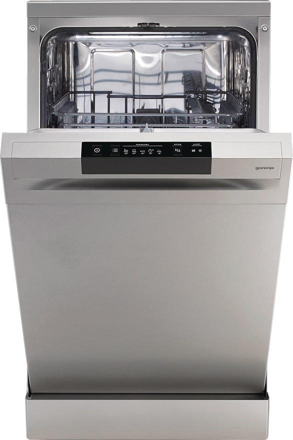 Посудомийна машина Gorenje, 9компл., A++, 45см, дисплей, 2 кошика, AquaStop, сірий