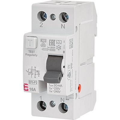 Реле диференціальне ETI (ПЗВ) 2р EFI6-P2 16/0,03 тип AC (6kA)