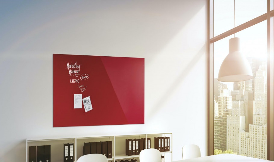 Дошка магнітно-маркерна 1200x900 червона Magnetoplan Glassboard-Red