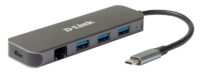 USB хаб D-Link DUB-2334 1xGE, 3xUSB 3.0, 1xUSB-C, USB-C (DUB-2334)